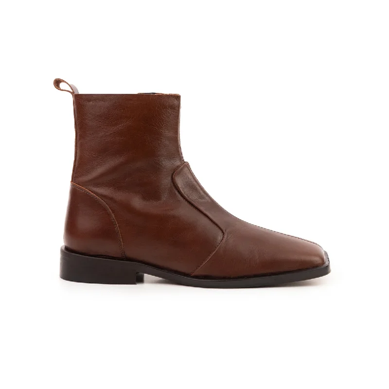 women's ankle boots for winterLinea Chestnut Leather