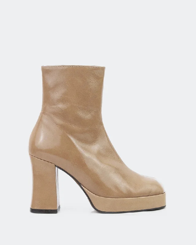 women's platform ankle bootsMayotte Camel Leather