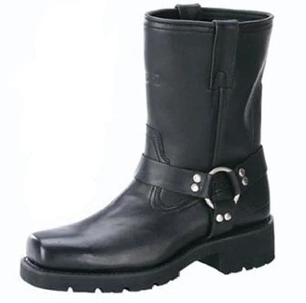 Women's high - heel biker boots for a sexy twistMen's 7" YKK Black Harness Motorcycle Riding Boots with Zipper