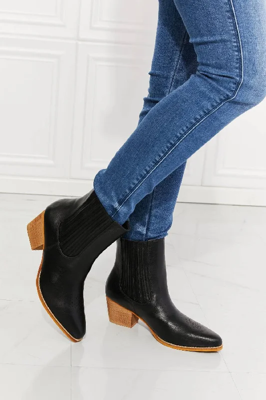 women's booties with western vibeLove the Journey -  Stacked Heel Chelsea Boot in Black