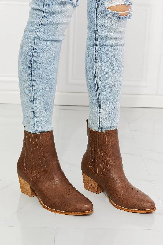 women's booties for rainy daysLove Journey - Stacked Heel Chelsea Boot in Chestnut For Women