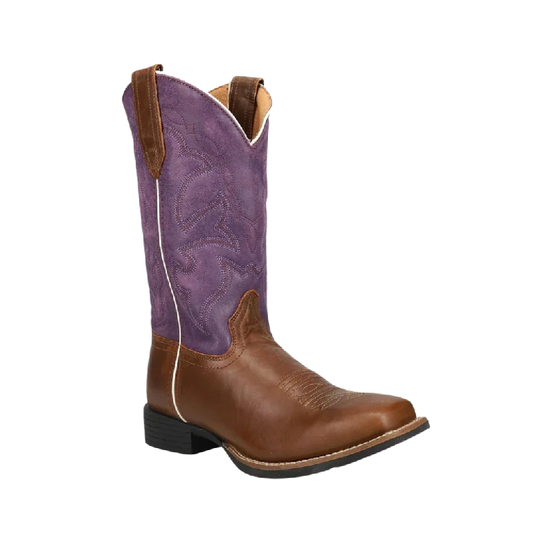 women's western bootsRoper Footwear Women's  Purple Leather Shaft Boots