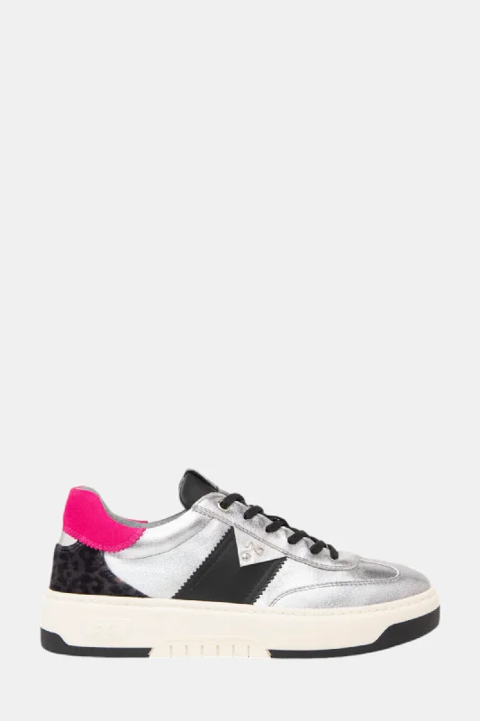 women's flat ankle bootsNEROGIARDINI 411646 SILVER/PINK TRAINER