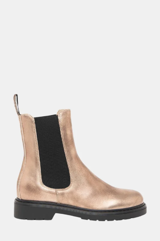 women's ankle boots with metallic finishNEROGIARDINI 412001D GOLD LEATHER CHELSEA BOOT