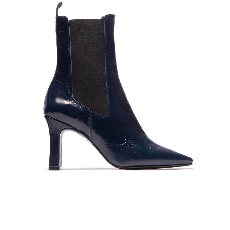 women's ankle boots with velvetNice Navy Leather