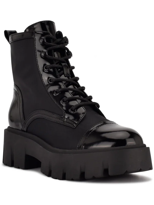 women's booties for urban styleObri 2 Womens Faux Leather Ankle Combat & Lace-up Boots