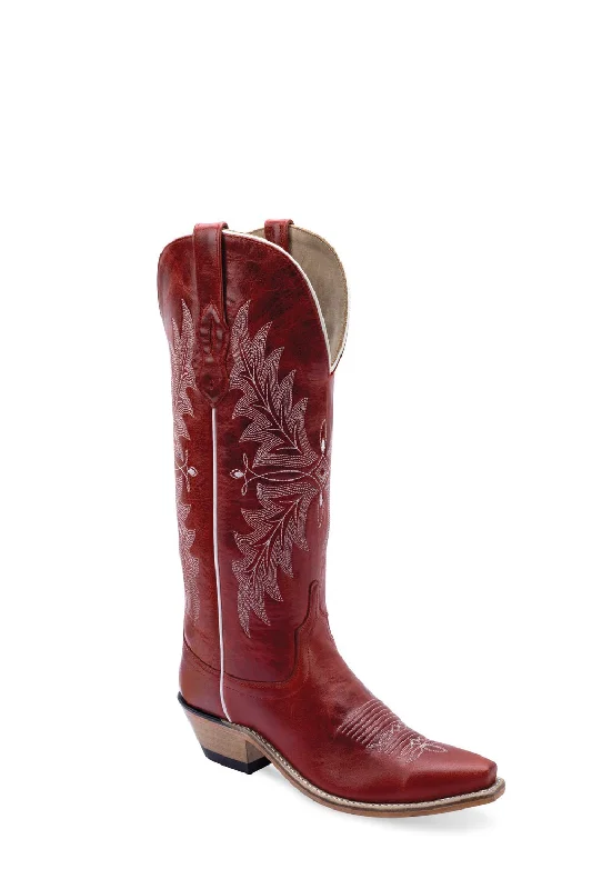 women's cowboy boots with elastic sidesOld West Womens Western Red Leather Cowboy Boots 5.5 B