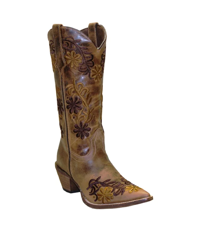 women's leather cowboy bootsRawhide Womens 12in Embroidered Floral Tan Leather Cowboy Boots