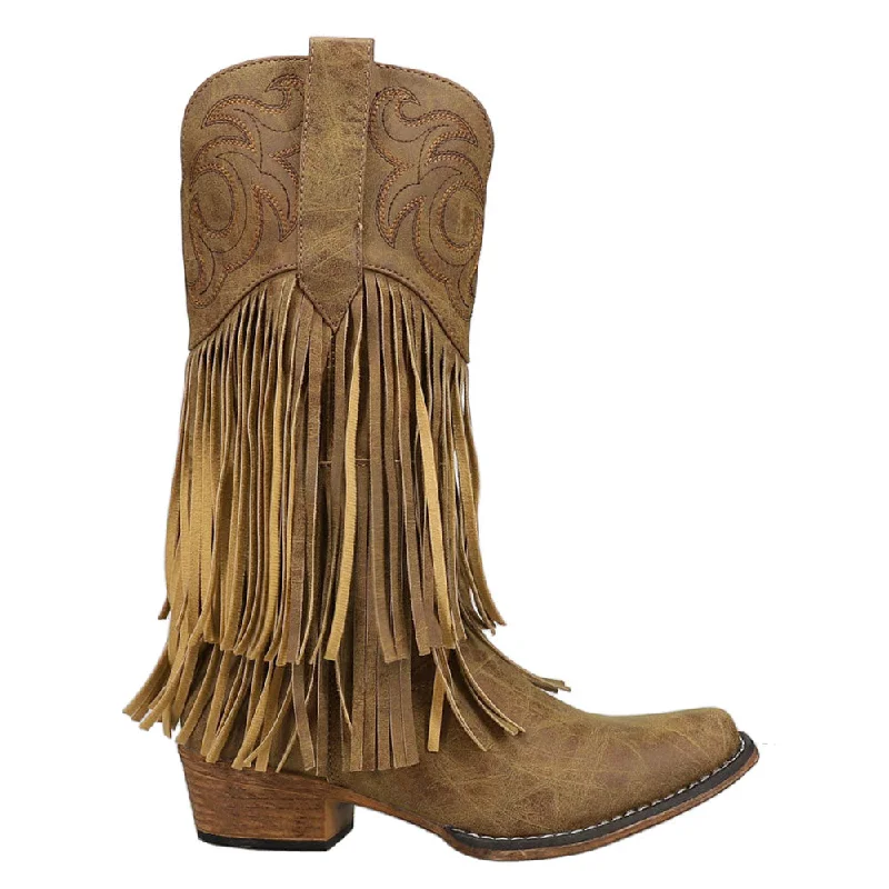 women's cowboy boots for ridingRickRack Embroidery Fringe Snip Toe Cowboy Boots