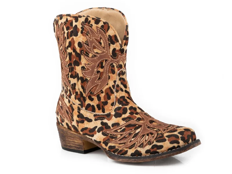 women's cowboy boots with studsRoper Womens Amelia Leopard Faux Leather Cowboy Boots 9.5