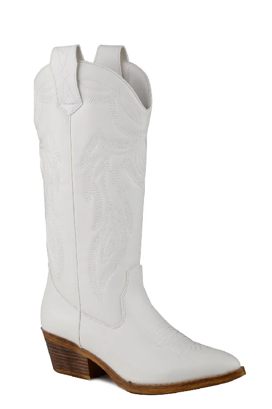 women's waterproof cowboy bootsRoper Womens Hattie White Faux Leather Cowboy Boots