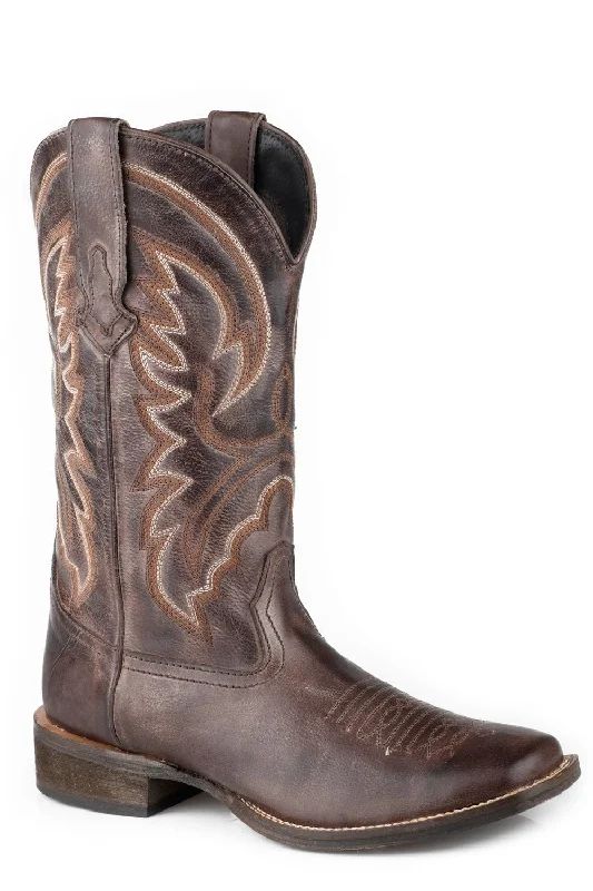 women's cowboy boots with embroideryRoper Womens Lindsey Brown Leather Cowboy Boots