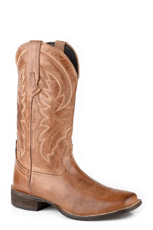 women's cowboy boots with square toeRoper Womens Lindsey Tan Leather Cowboy Boots