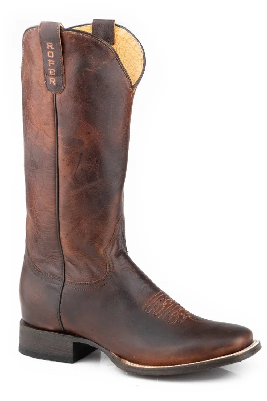 women's cowboy boots for plus sizeRoper Womens Nova Waxy Brown Leather Cowboy Boots