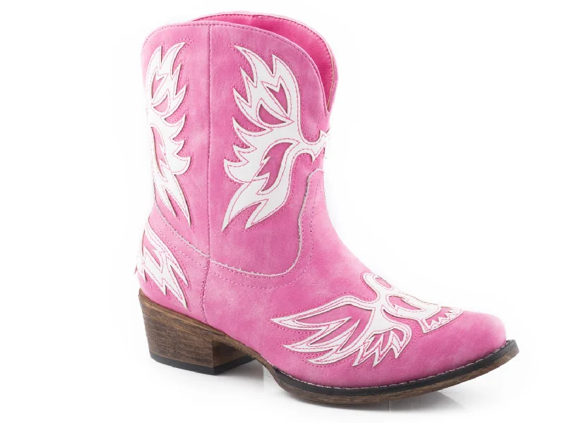 women's tall cowboy bootsRoper Womens Pink Faux Leather Amelia Eagle Cowboy Boots 6