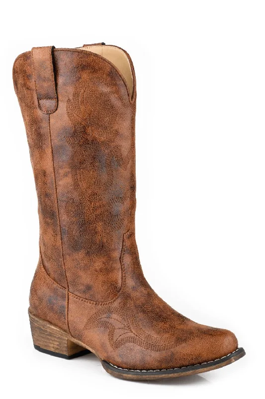 women's distressed cowboy bootsRoper Womens Riley Classic Cognac Faux Leather Cowboy Boots