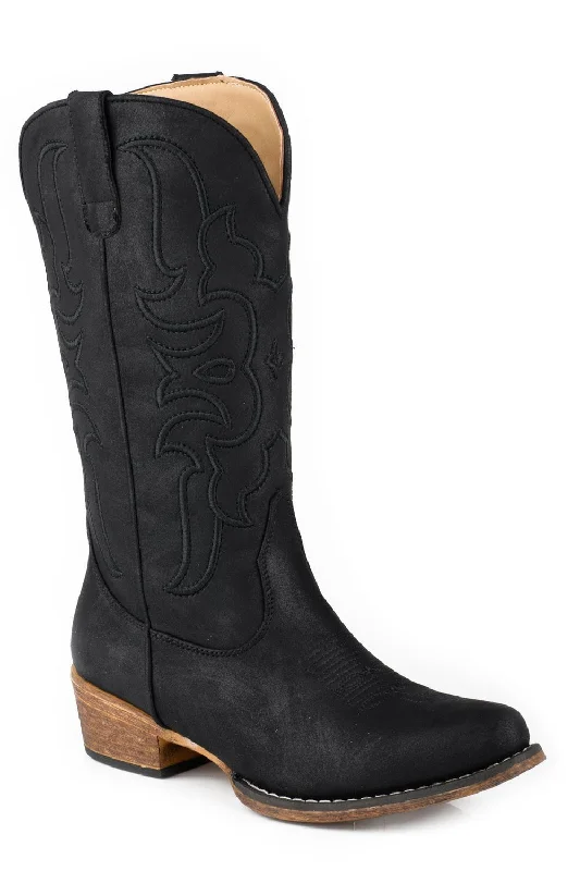 women's cowboy boots with snip toeRoper Womens Riley Flextra Cord Black Faux Leather Cowboy Boots