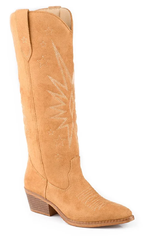 women's cowboy boots with snip toeRoper Womens Starburst Tan Faux Leather Cowboy Boots