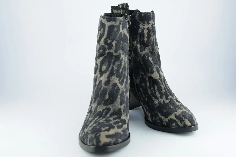 women's ankle boots with sock design'Simba' Leopard Suede Ankle Boot