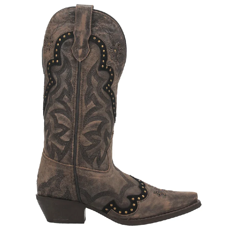 women's cowboy boots for line dancingSkyla Studded Embroidered Snip Toe Cowboy Boots