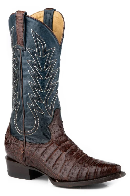 women's cowboy boots with floral designsStetson Womens Adi Brown Caiman Cowboy Boots