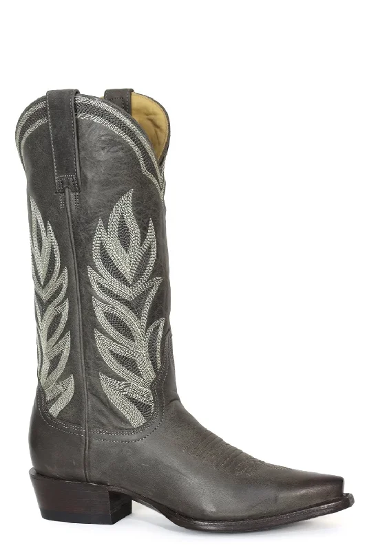 women's cowboy boots with exotic skinsStetson Womens Calista Grey Leather Cowboy Boots