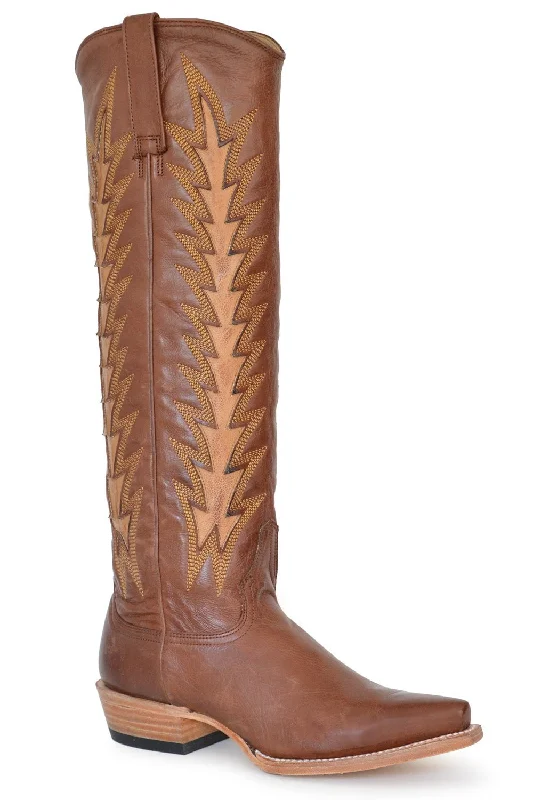 women's cowboy boots for festivalsStetson Womens Johnnie Chocolate Calf Leather Cowboy Boots