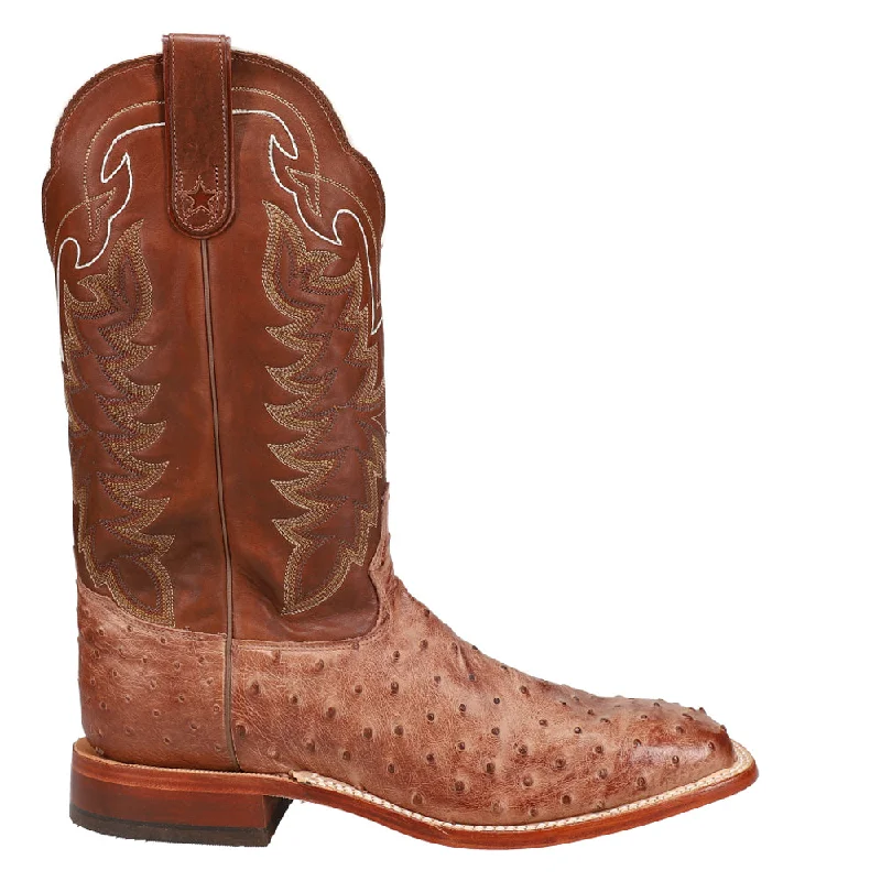 women's cowboy boots in brownChocolate Vintage Ostrich Square Toe Cowboy Boots