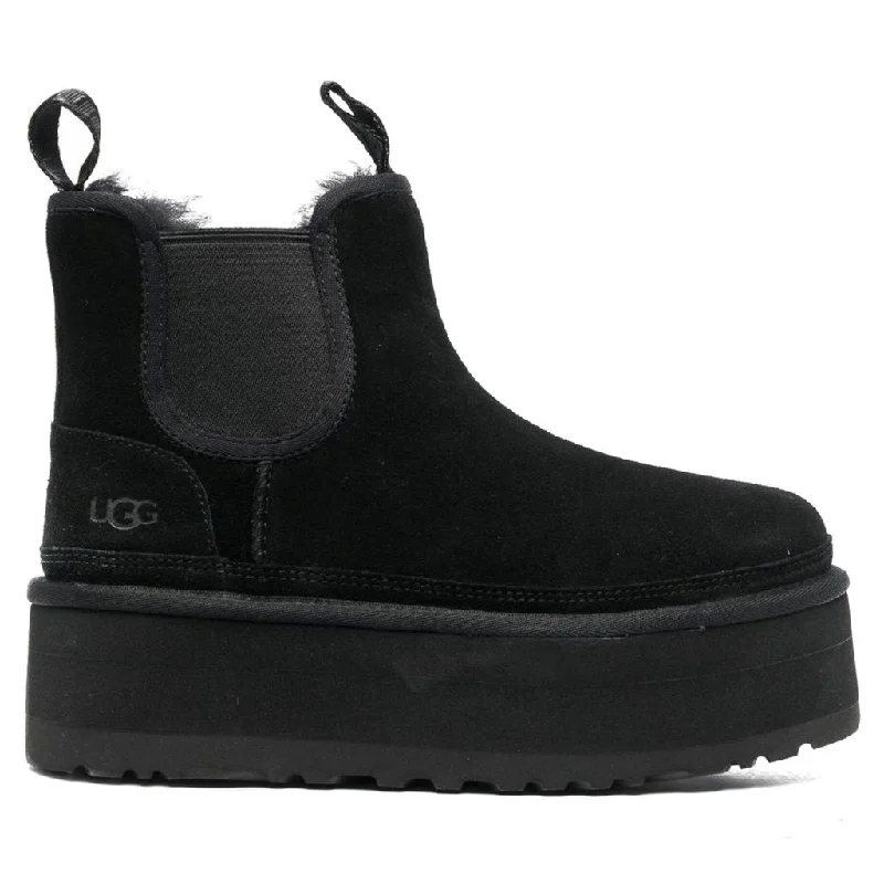 women's ankle boots with cutoutsNeumel Suede Sheepskin Women's Platform Chelsea Boots