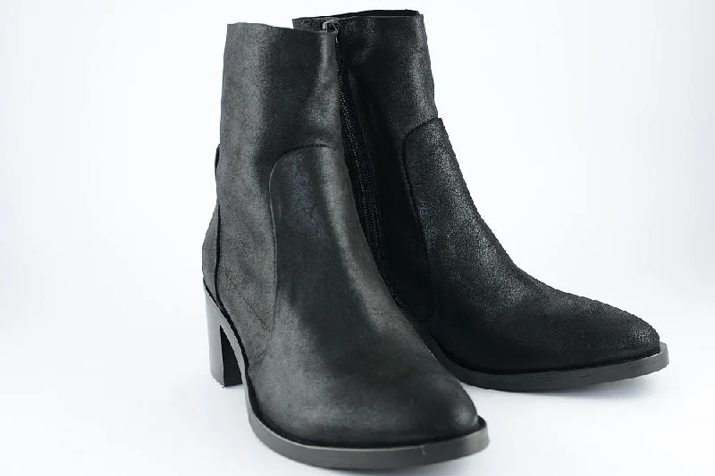 women's ankle boots with pull tabs'Valentina' Black Shimmer Suede Ankle Boot