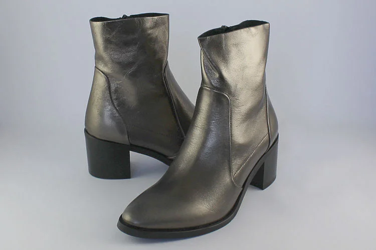 women's ankle boots with snakeskin print'Valentina' Pewter Shimmer Suede Ankle Boot