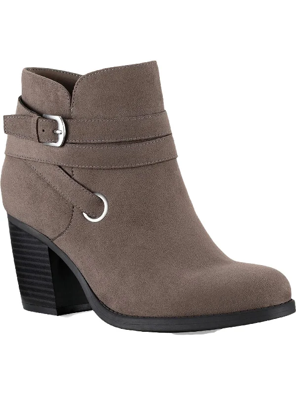 women's booties with pull-on tabsZolaa Womens Faux Suede Block Heel Ankle Boots