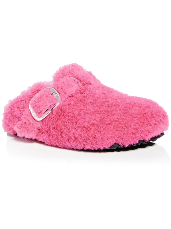 men's slides vs. mulesBoston Big Buckle Womens Fuzzy Slip On Mules