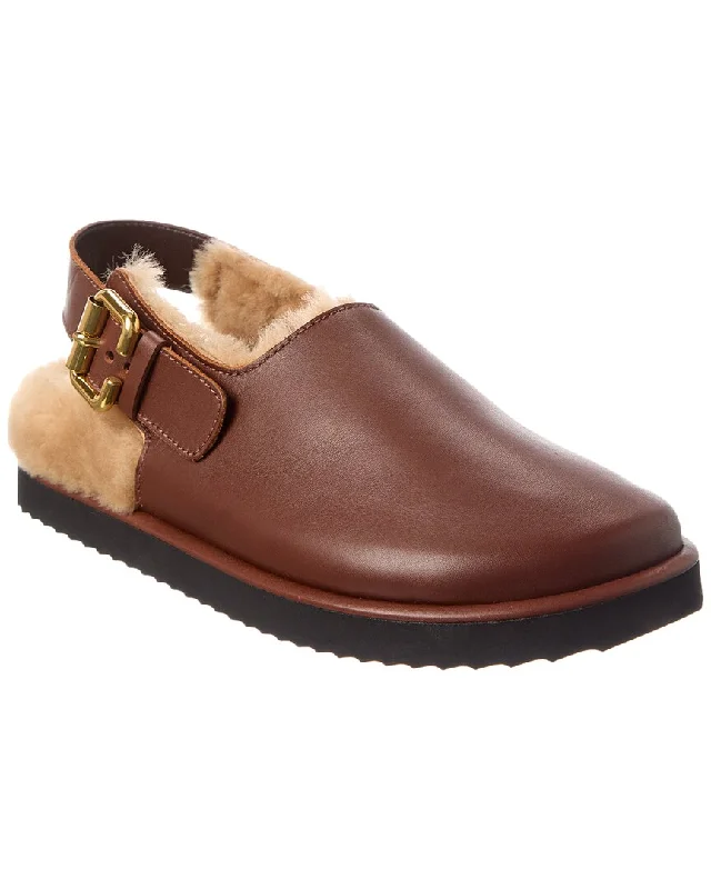 men's mules with memory foamChloé Nil Leather & Shearling Mule