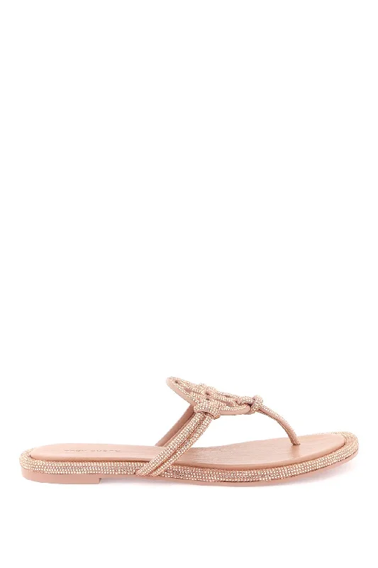 men's velvet mulesTory Burch Women's Pavé Leather Thong Sandals