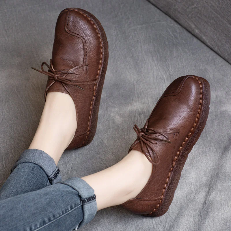 Men's casual shoes with a flexible rubber outsoleWomen Autumn Retro Leather Handmade Casual Shoes