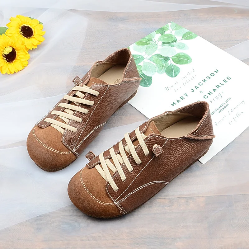 Men's casual shoes with a removable footbed for cleaningWomen Handmade Leather Soft Casual Shoes